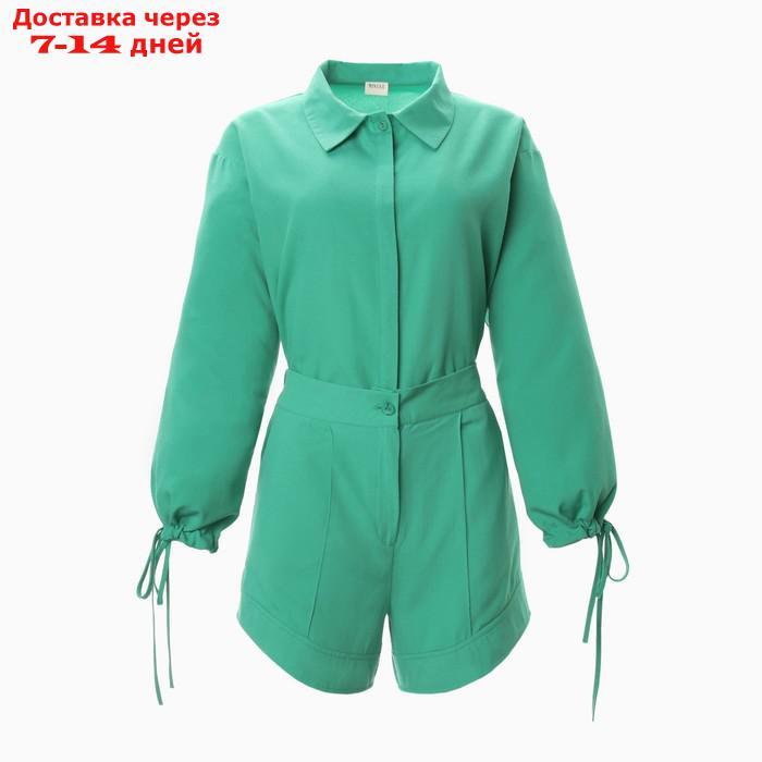 Комплект женский (блузка, шорты) MINAKU: Casual Collection, цвет зелёный, размер 42 - фото 9 - id-p220214647