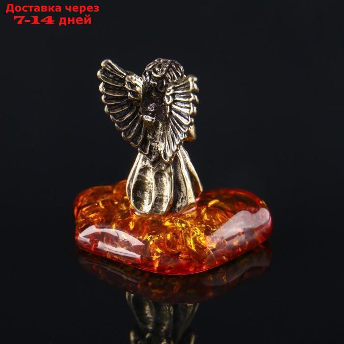 Сувенир "Ангелочек с крыльями", латунь, янтарь, 2,6х1,7х1,5 см - фото 3 - id-p220212606