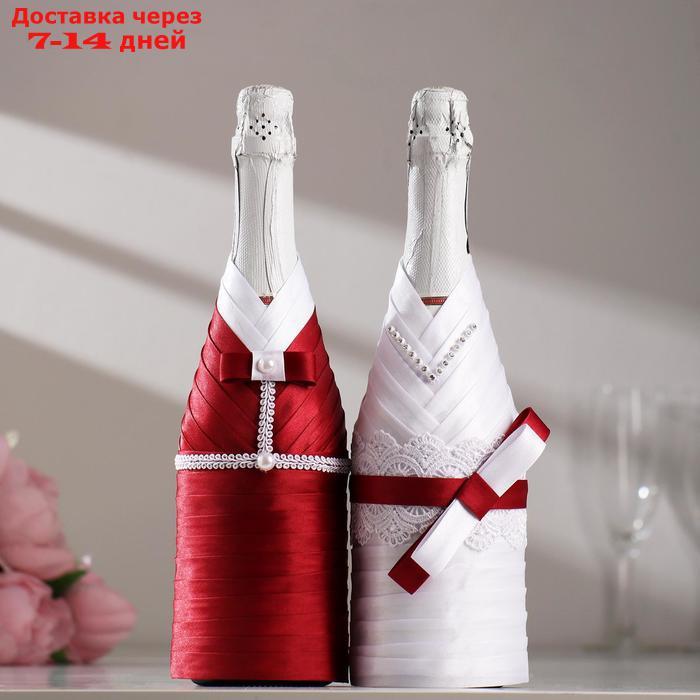 Украшение для шампанского "Идиллия", марсала с белым - фото 1 - id-p220212628
