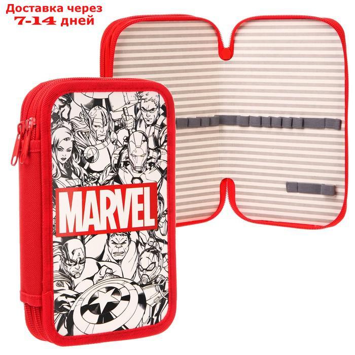 Пенал каркасный "Marvel", 2 секции, 125х205 мм, ламинированный картон, Мстители - фото 1 - id-p220213804