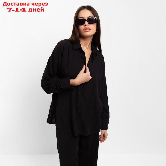 Костюм женский (рубашка и брюки) MIST р. 48, черный - фото 4 - id-p220213869