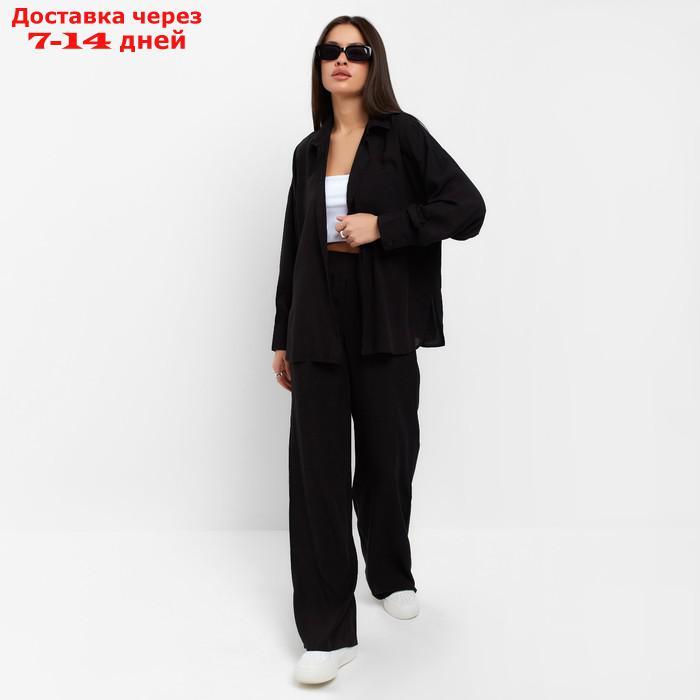 Костюм женский (рубашка и брюки) MIST р. 48, черный - фото 5 - id-p220213869