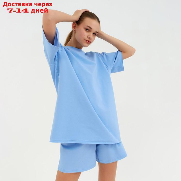 Комплект (футболка, шорты) женский MINAKU: Casual Collection, цвет голубой, размер 44 - фото 4 - id-p220213881