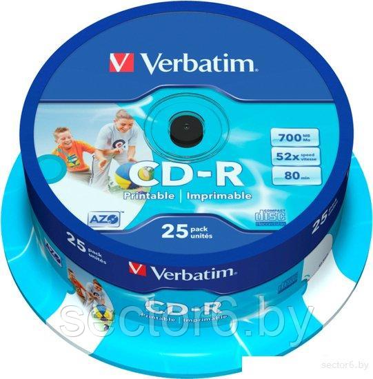 CD-R диск Verbatim AZO Printable 700Mb 52x 43439 (CakeBox, 25 шт.) - фото 1 - id-p220225065