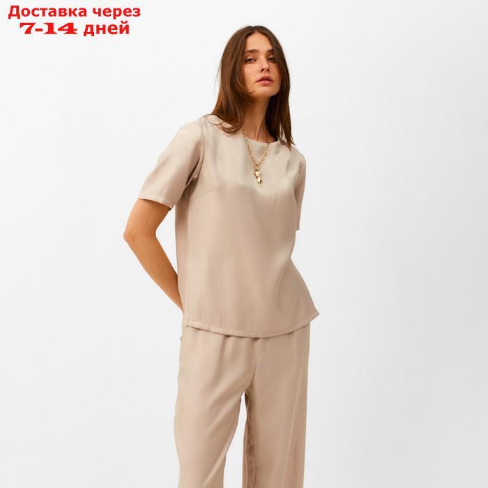 Комплект женский (футболка, брюки) MINAKU: Enjoy цвет бежевый, р-р 42 - фото 5 - id-p220213926