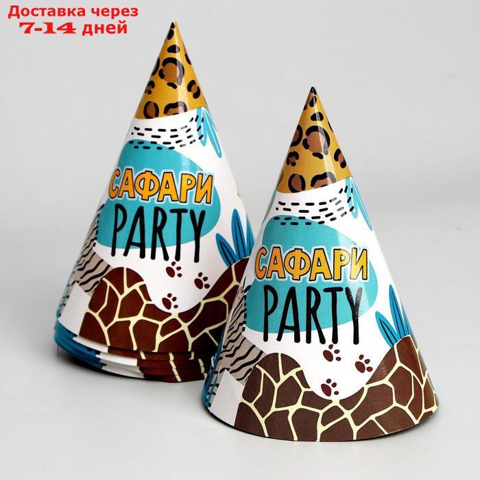 Набор бумажной посуды "Сафари Party", 6 тарелок, 6 стаканов, 6 колпаков - фото 4 - id-p220215048