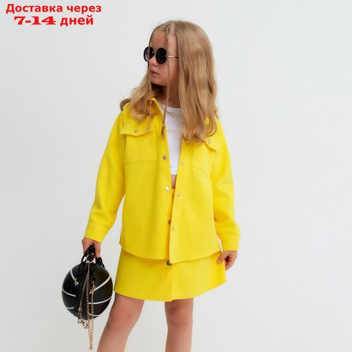 Рубашка для девочки джинсовая KAFTAN, размер 32 (110-116 см), цвет жёлтый - фото 6 - id-p220215055