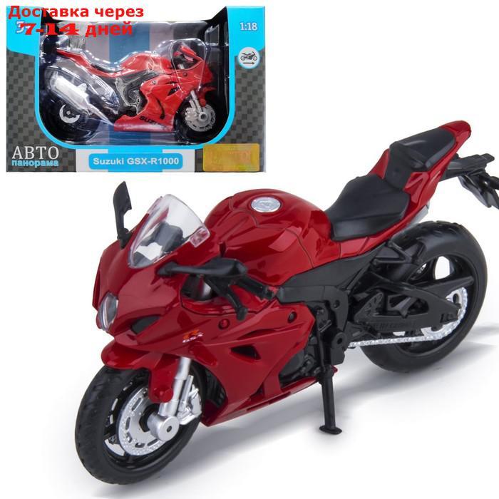 Модель мотоцикла металл. Suzuki GSX-R 1000 1:18, цвет красный, свободный ход колёс - фото 1 - id-p220215083