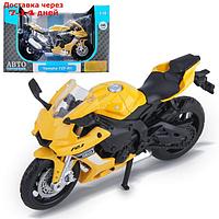 Модель мотоцикла металл. Yamaha YZF-R1 Scale 1:18, цвет желтый, свободный ход колёс