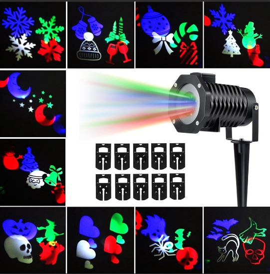 Голографический лазерный проектор DIY Projection Lamp с эффектом цветомузыки на 12 слайдов - фото 1 - id-p220225826