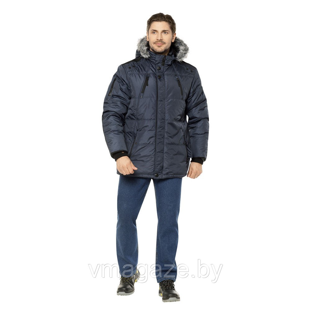 Куртка утепленная зимняя мужская Гудзон (цвет темно-синий) - фото 1 - id-p220232900