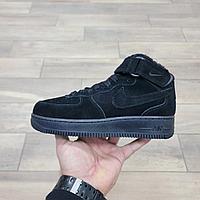 Кроссовки Nike Air Force 1 07 Mid Black с мехом