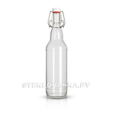 Стеклянная бутылка 0,500 л. (500 мл.) «Бугельная» (Прозрачная) с пробкой, фото 2
