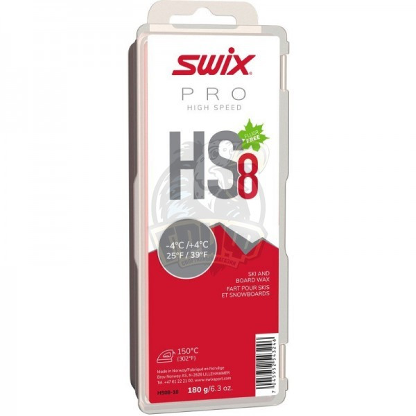 Парафин безфтористый Swix HS8 Red -4C/+4С, 180 гр (арт. HS08-180)