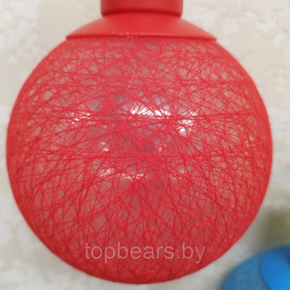 Лампа - светильник (ночник) Хлопковый шар подвесная декоративная, диаметр шара 20 см. Желтый - фото 5 - id-p220248734