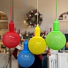 Лампа - светильник (ночник) Хлопковый шар подвесная декоративная, диаметр шара 20 см. Зеленый, фото 8