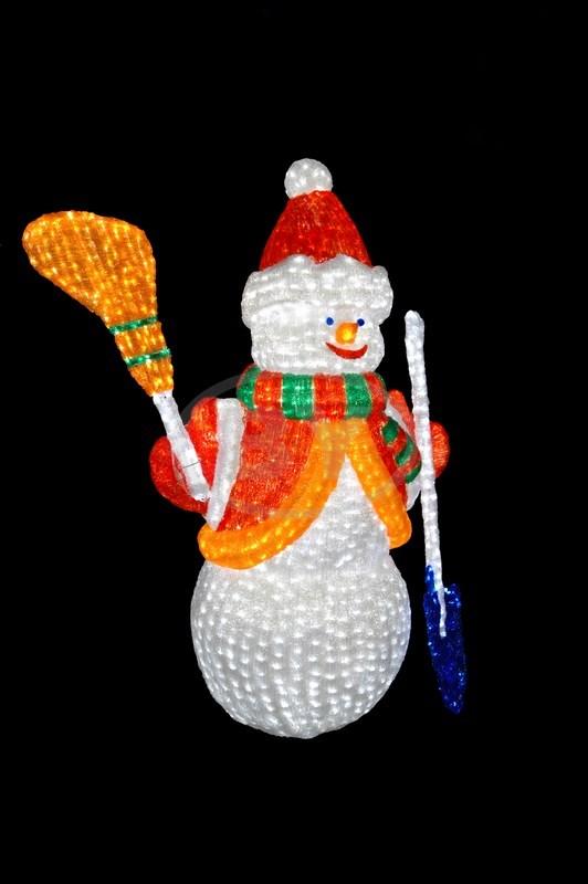 Фигура Light-neon "Снеговик с лопатой и метлой" - фото 1 - id-p220248363