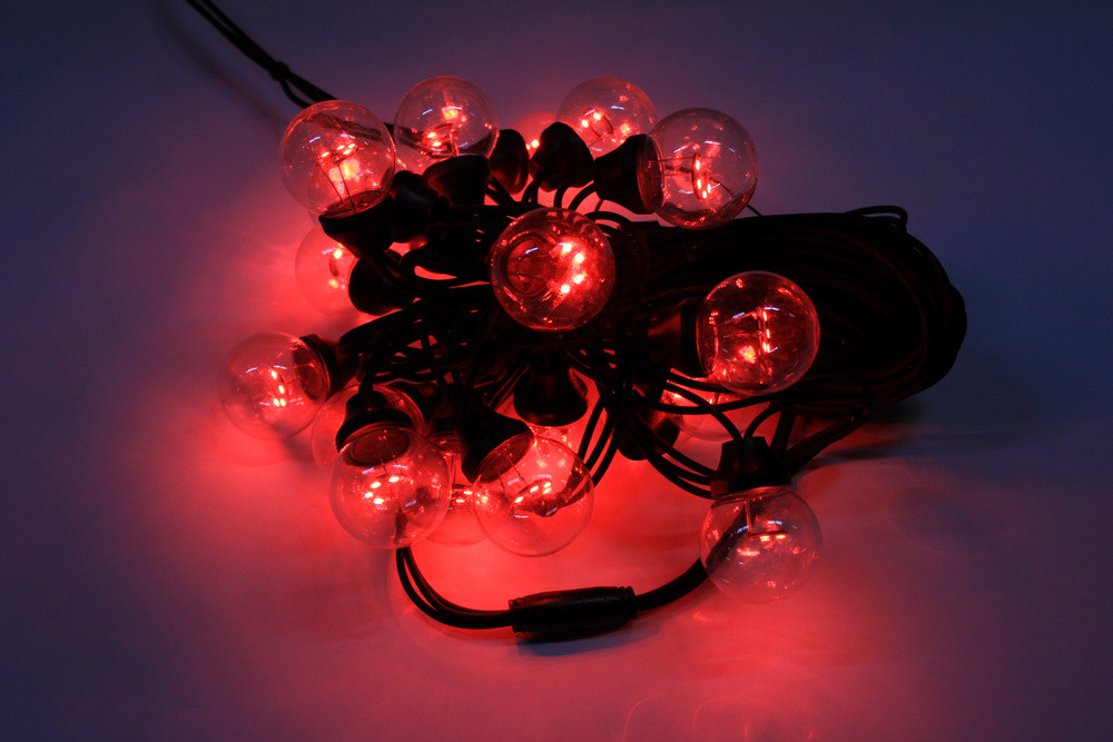 Гирлянда белт-лайт IQ LED 40CM, 10M, 240V, белт-лайт с лампами, красный/черный провод - фото 1 - id-p220248570