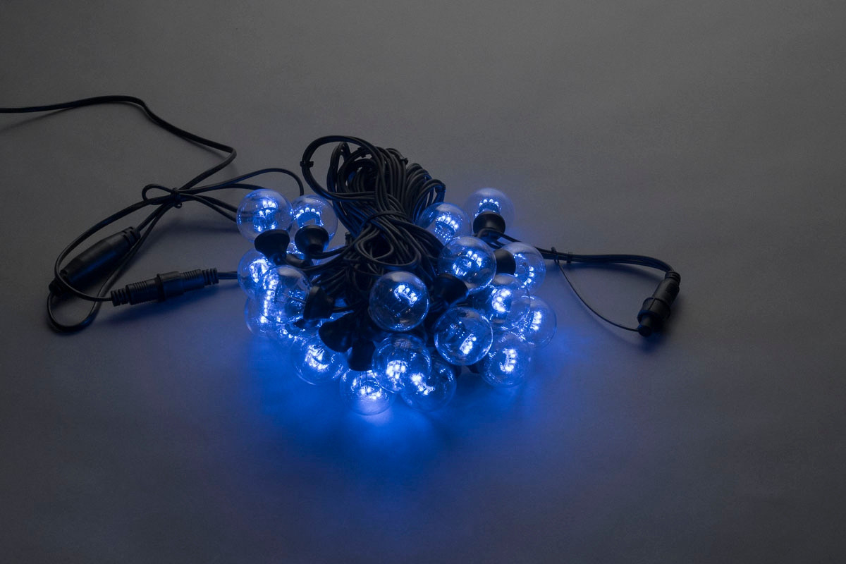 Гирлянда белт-лайт IQ LED 50CM, 10M, 240V, белт-лайт с лампами, синий/черный провод - фото 1 - id-p220248572