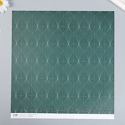 Бумага для скрапбукинга "Кристаллы на зелёном" плотность 180 гр 30,5х32 см