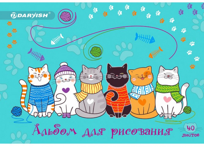 Альбом для рисования А4 Darvish 40 л., «Очаровательные котята» - фото 3 - id-p220258349