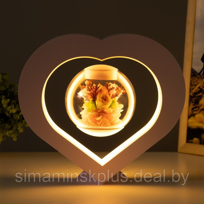 Настольная лампа "Сердце левитация" LED USB розовый 24х22 см - фото 2 - id-p220259060