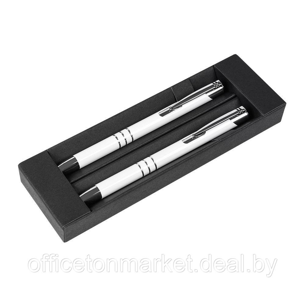 Набор "Claremont": ручка шариковая автоматическая и карандаш автоматический, белый, серебристый - фото 1 - id-p219561674