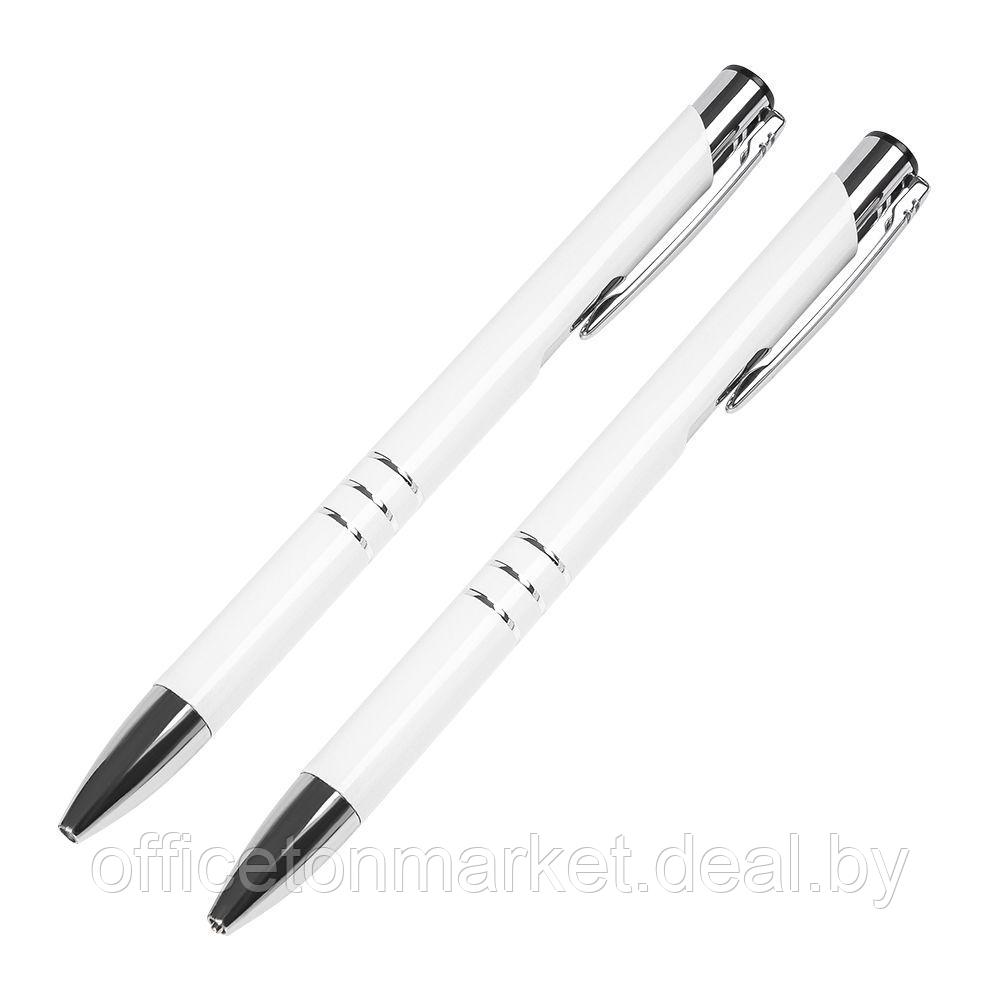 Набор "Claremont": ручка шариковая автоматическая и карандаш автоматический, белый, серебристый - фото 2 - id-p219561674