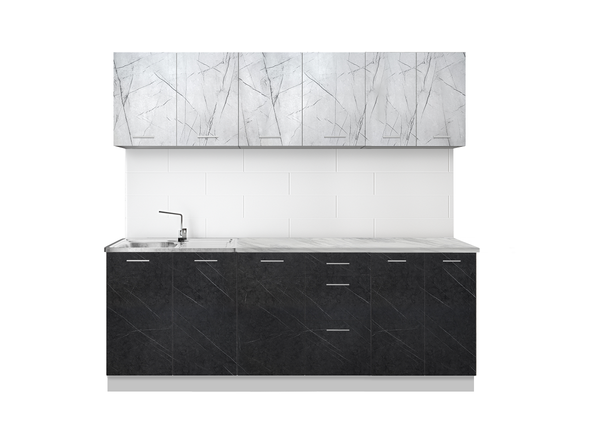 Кухня готовая Оля 2.2м МДФ Мрамор серый - Мрамор графитовый - фото 1 - id-p220261608