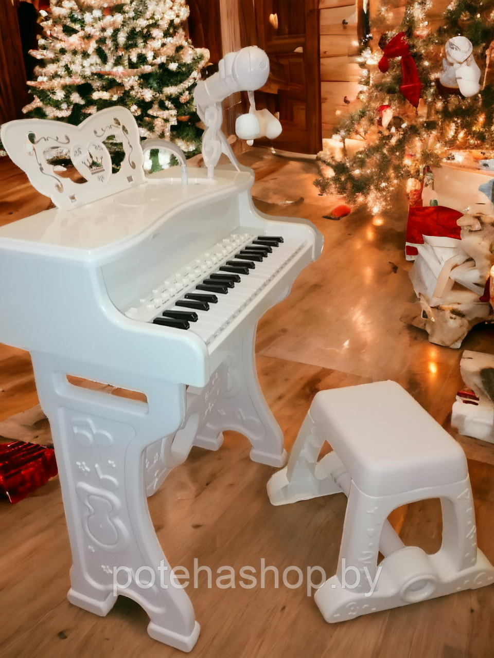 Детский электросинтезатор (пианино) 6626 с микрофоном, стульчиком, светом и звуком - фото 6 - id-p220261494