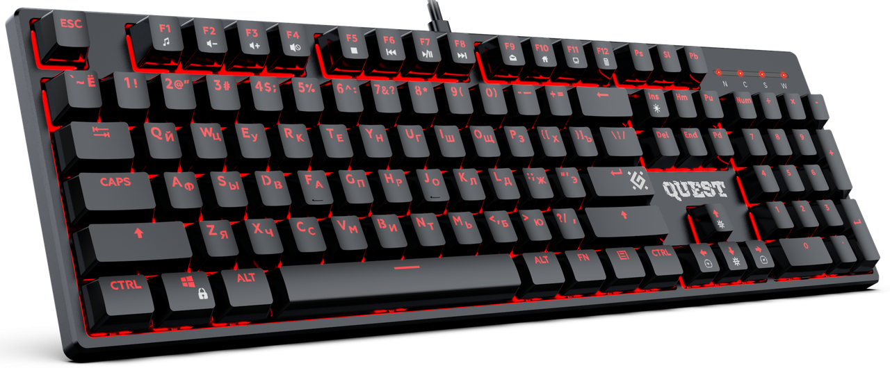 Клавиатура проводная механическая DEFENDER Quest GK-596 RU черная, 16 цветов подсветки, 104 клавиш, - фото 2 - id-p219647003