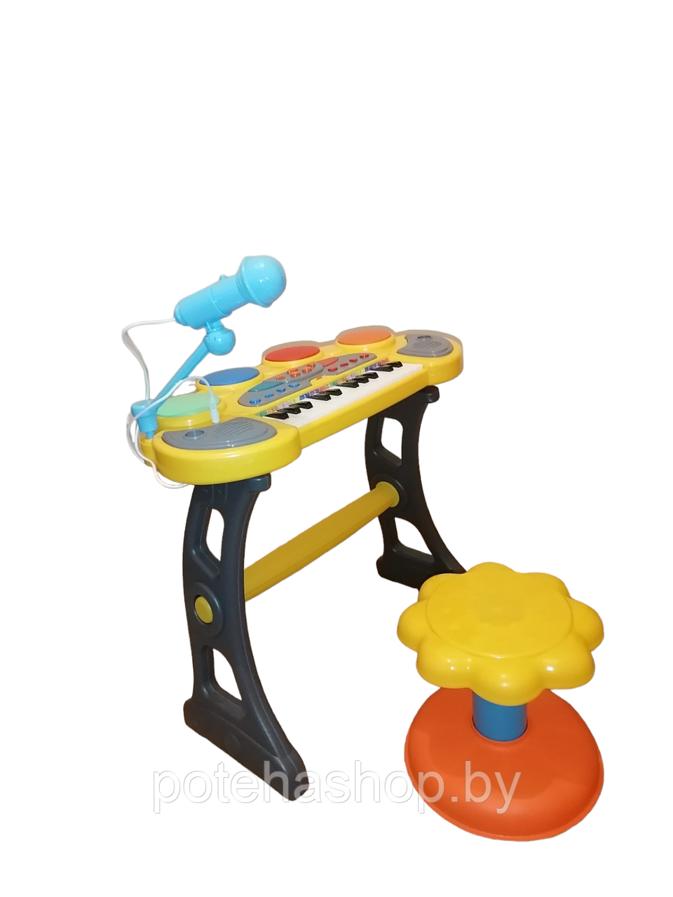 Детский электросинтезатор (пианино) 6634A с микрофоном, стульчиком, светом и звуком - фото 4 - id-p220263756