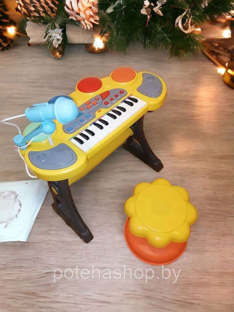 Детский электросинтезатор (пианино) 6634A с микрофоном, стульчиком, светом и звуком - фото 5 - id-p220263756