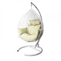 Подвесное кресло-кокон МебельСад К108 белый ротанг подушка белая