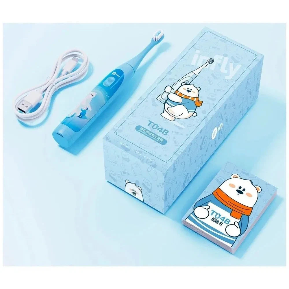 Детская зубная электро-щетка Infly Kids T04B (T20040BIN) Голубая + сменные насадки - фото 3 - id-p219710877