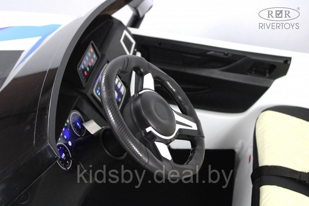 Детский электромобиль RiverToys F555FF (белый) BMW Двухместный, Коврик, Чехол, Функция качалки - фото 5 - id-p220269499