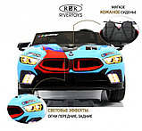 Детский электромобиль RiverToys F555FF (синий глянец) BMW Двухместный, Коврик, Чехол, Функция качалки, фото 2