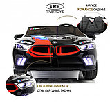 Детский электромобиль RiverToys F555FF (черный глянец) BMW Двухместный, Коврик, Чехол, Функция качалки, фото 2