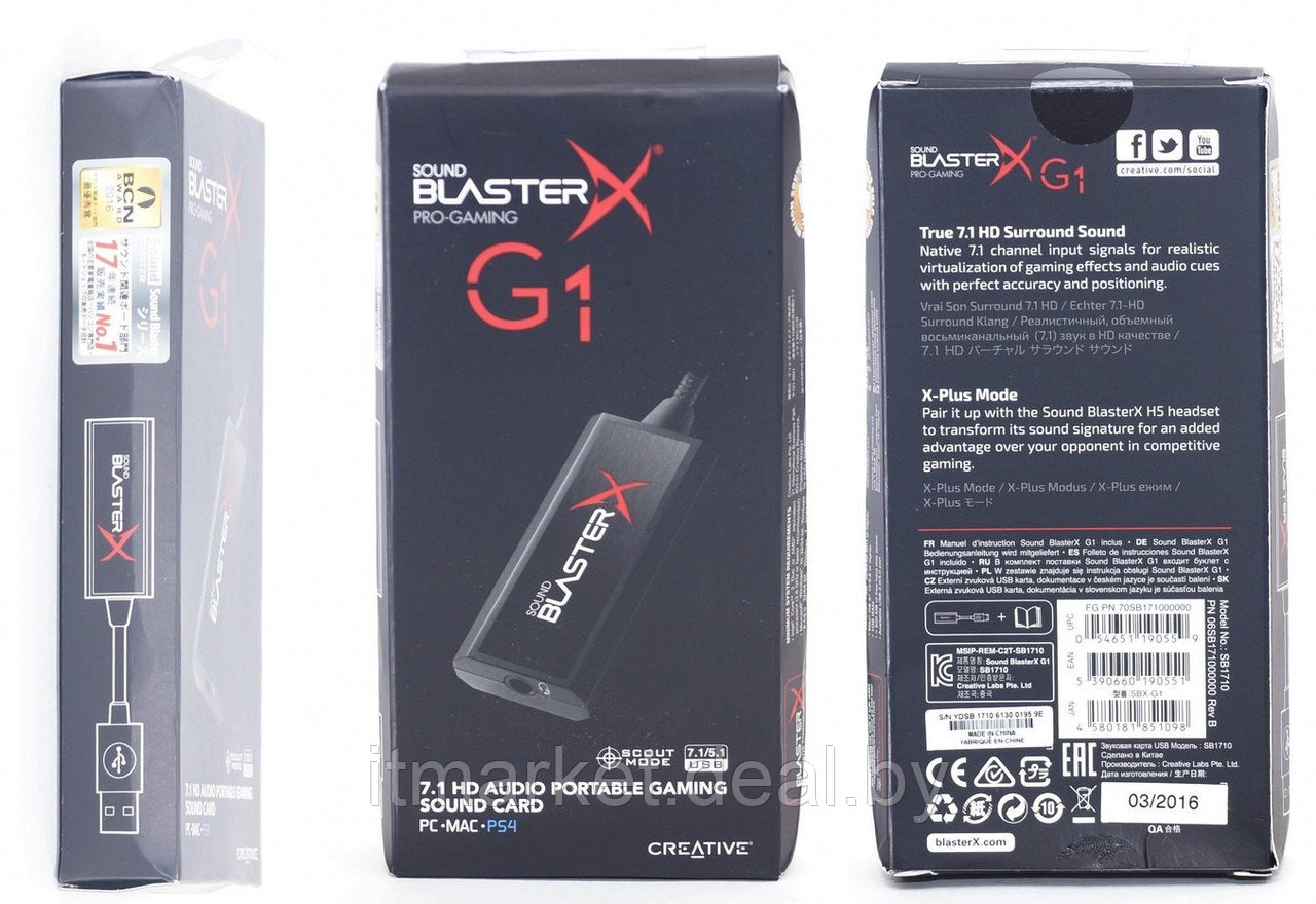 Звуковая карта Creative Sound BlasterX G1 (70SB171000000) - фото 5 - id-p220270080