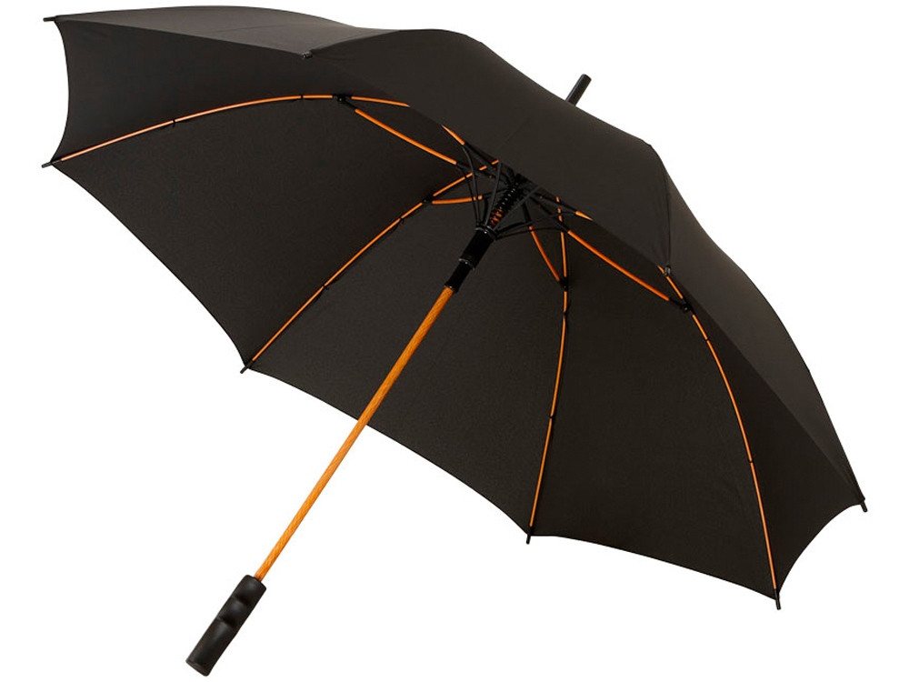 Зонт-трость Spark полуавтомат 23, черный/оранжевый - фото 1 - id-p220271123
