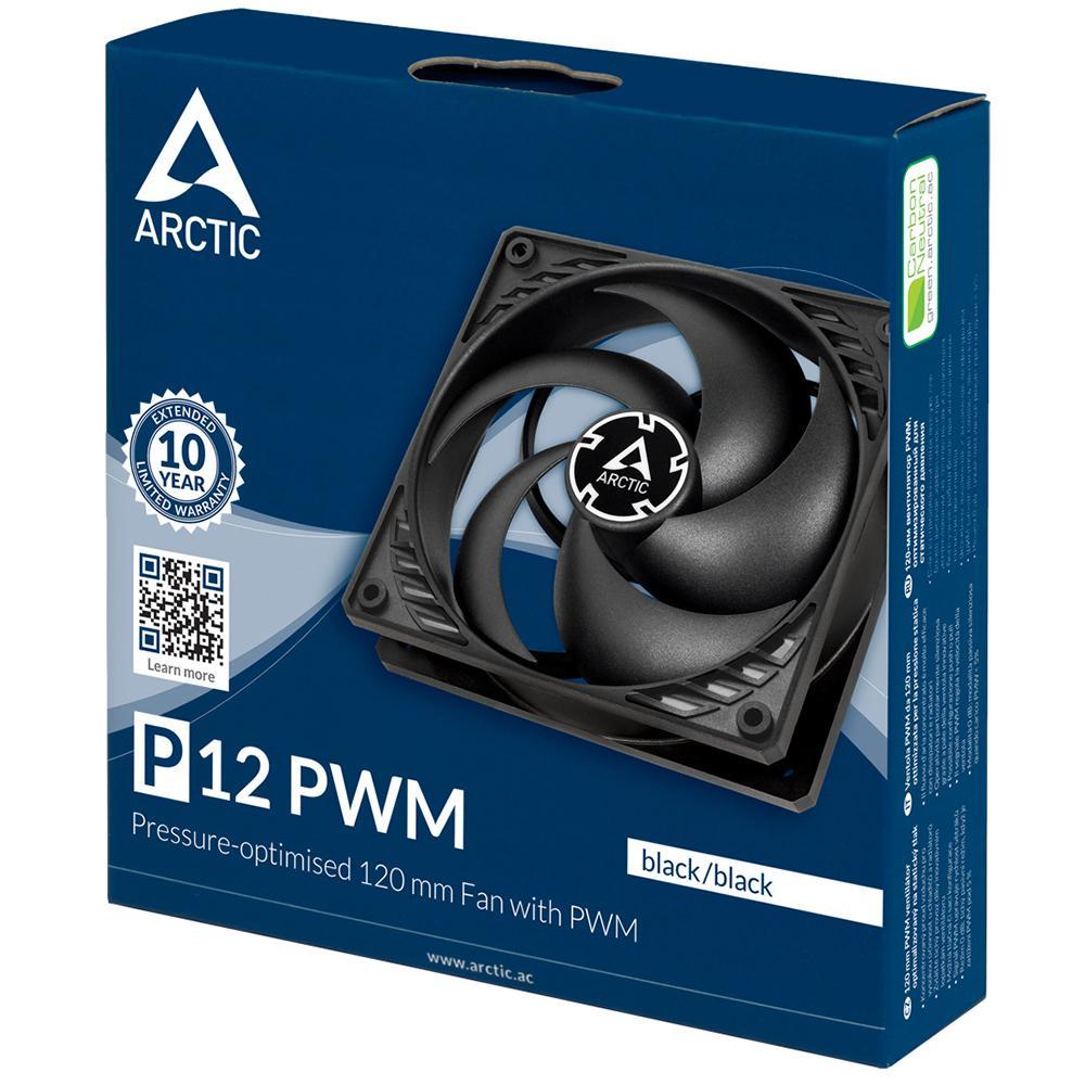 Вентилятор 120mm Arctic Cooling Arctic P12 PWM Black (ACFAN00119A) 4пин, 120x120x25mm, 200-1800об/мин RTL - фото 1 - id-p203910969