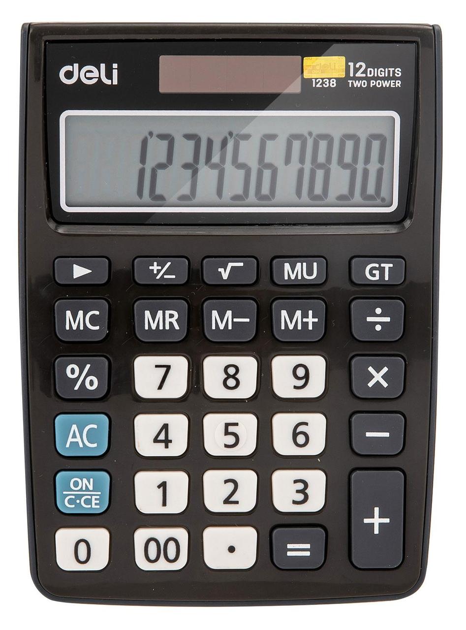 Калькулятор настольный Deli E1238black черный 12-разр. - фото 1 - id-p220273088