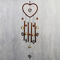 Музыка ветра металл "Сердце с сердечками" 4 трубки 5 колокольчиков d=17 см длина 65 см
