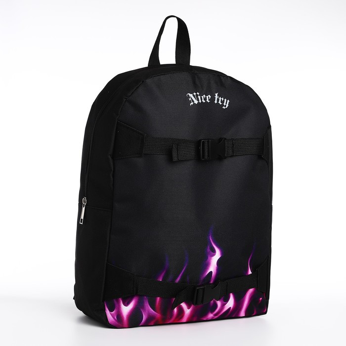 Рюкзак текстильный с креплением для скейта "Nice try", 38х29х11 см, цвет черный - фото 1 - id-p220282563
