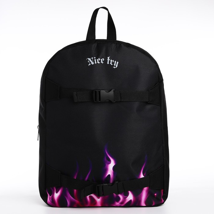 Рюкзак текстильный с креплением для скейта "Nice try", 38х29х11 см, цвет черный - фото 2 - id-p220282563
