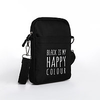 Сумка молодёжная на длинном ремне "Black is my happy color", 20*15*3 см