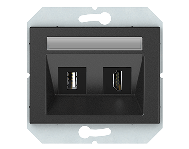 HDMI и USB розетка, без рамки, антрацит - фото 1 - id-p220282746