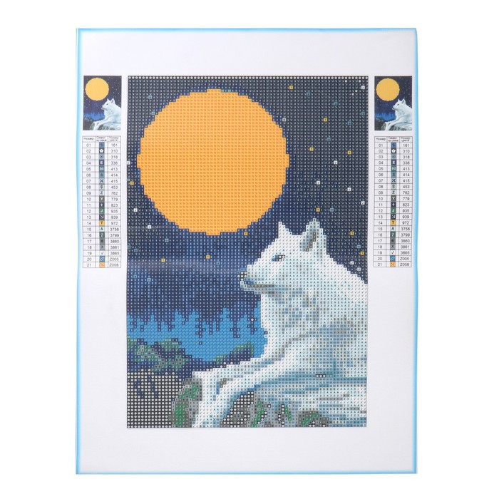 Алмазная мозаика со светящимися стразами «Волк» 20х30 см, на холсте - фото 2 - id-p220282849