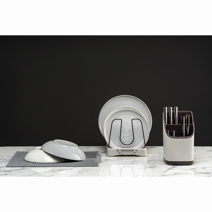Органайзер для посуды ronja, 26,8х20,5 см, светло-серый/темно-сливовый - фото 7 - id-p220282920