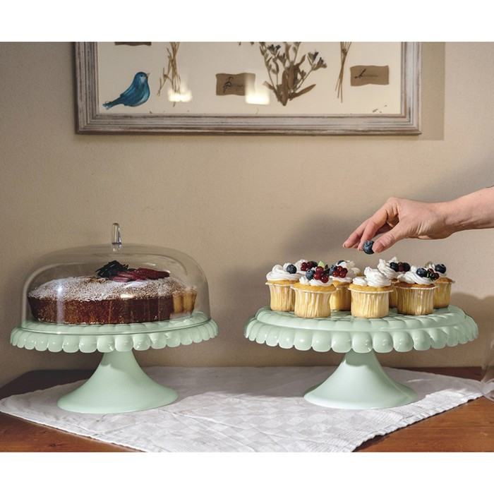 Подставка для торта на ножке с крышкой tiffany, D30 см, зеленая - фото 3 - id-p220284798